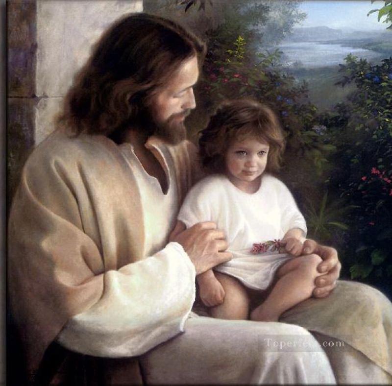 Jesus and kid religious Christian Oil Paintings
